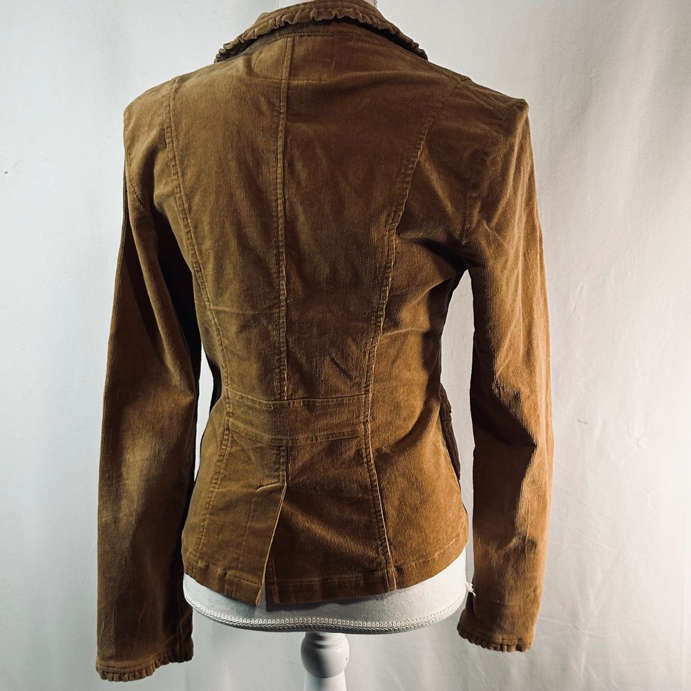 BKE Outerwear Brown Corduroy Ruffle Trim Blazer Jacket Womens Medium RN 107829 - Picture 5 of 8